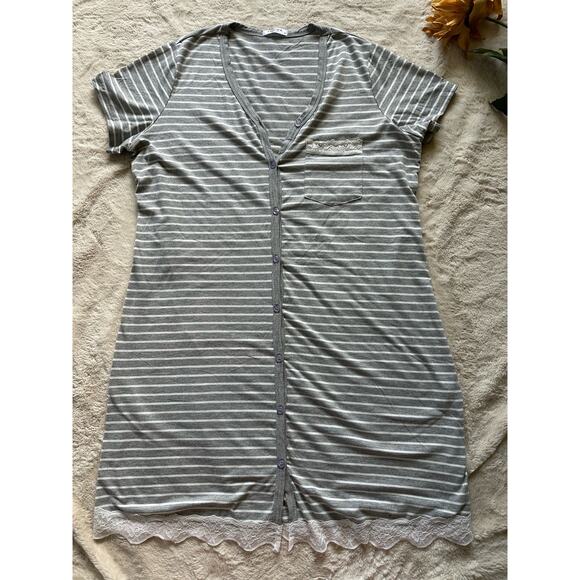 Ekouaer Button Down Sleep Shirt  Medium - Picture 1 of 5